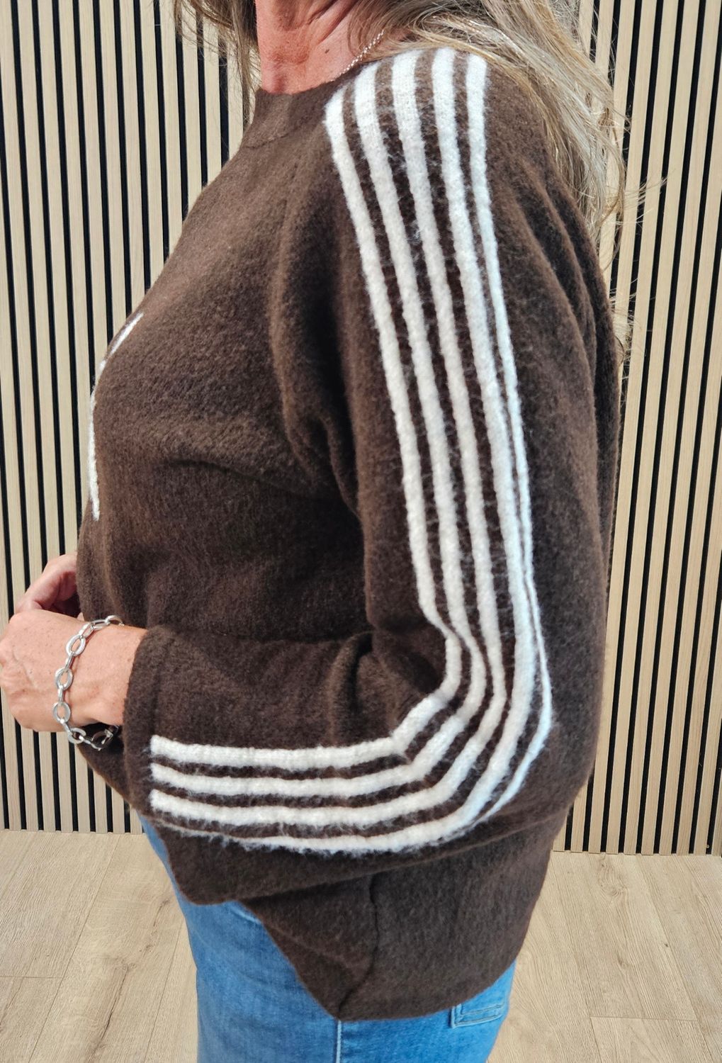 Star &amp; Stripe Knit Jumper - Chocolate