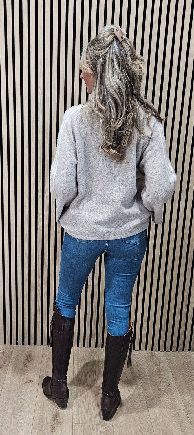 Star &amp; Stripe Knit Jumper – Oatmeal &amp; Cream