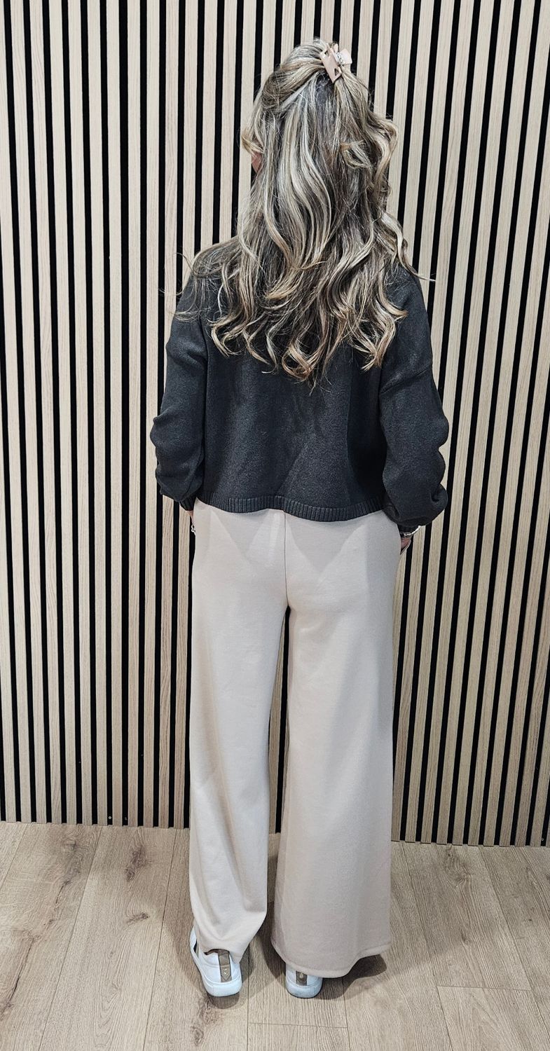 Textured Cable Detail Roll-Neck Jumper- Khaki