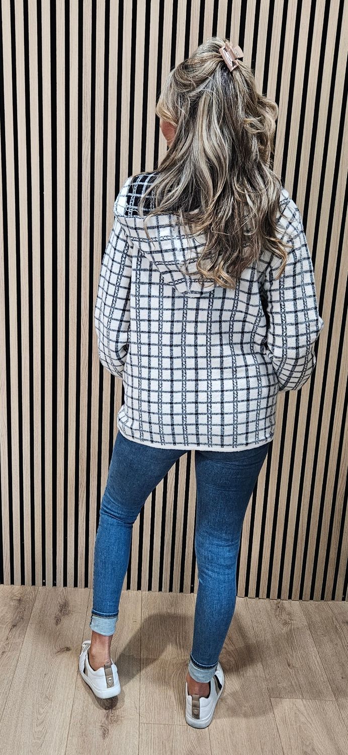 Check Hooded Zip-Up Jacket