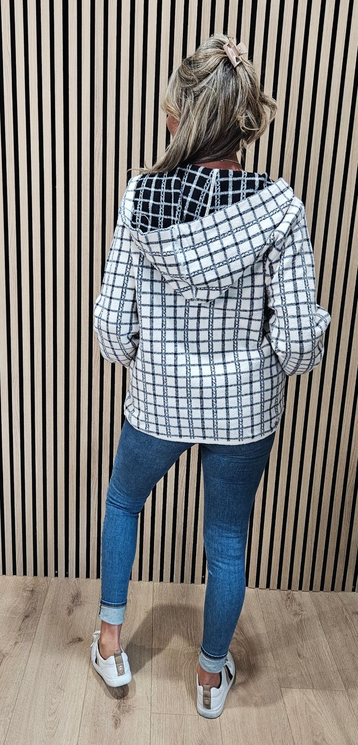 Check Hooded Zip-Up Jacket