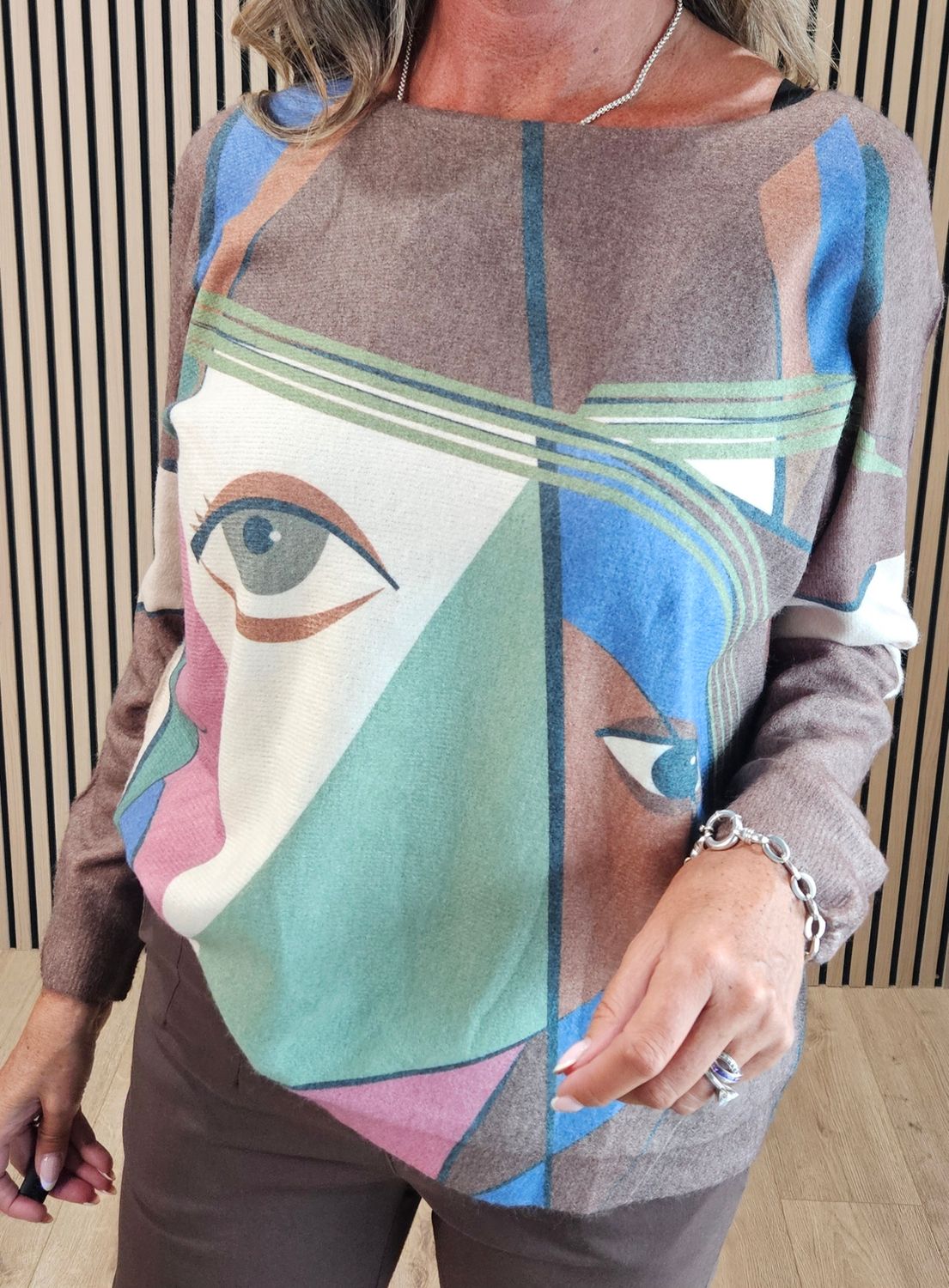 Abstract Face Print Jumper