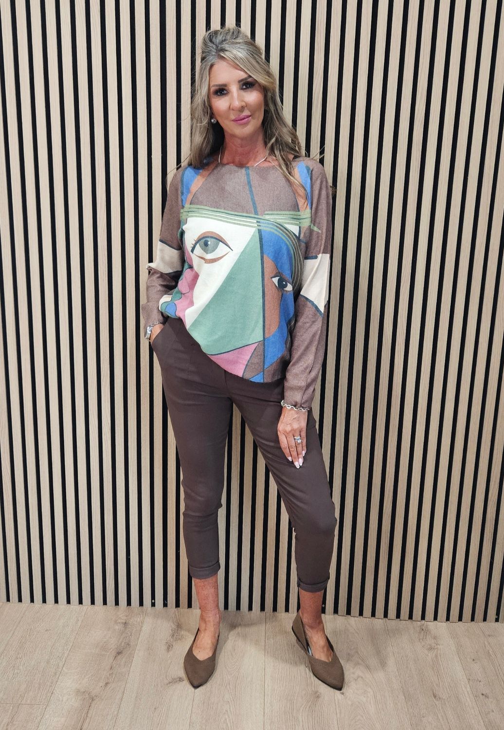 Abstract Face Print Jumper