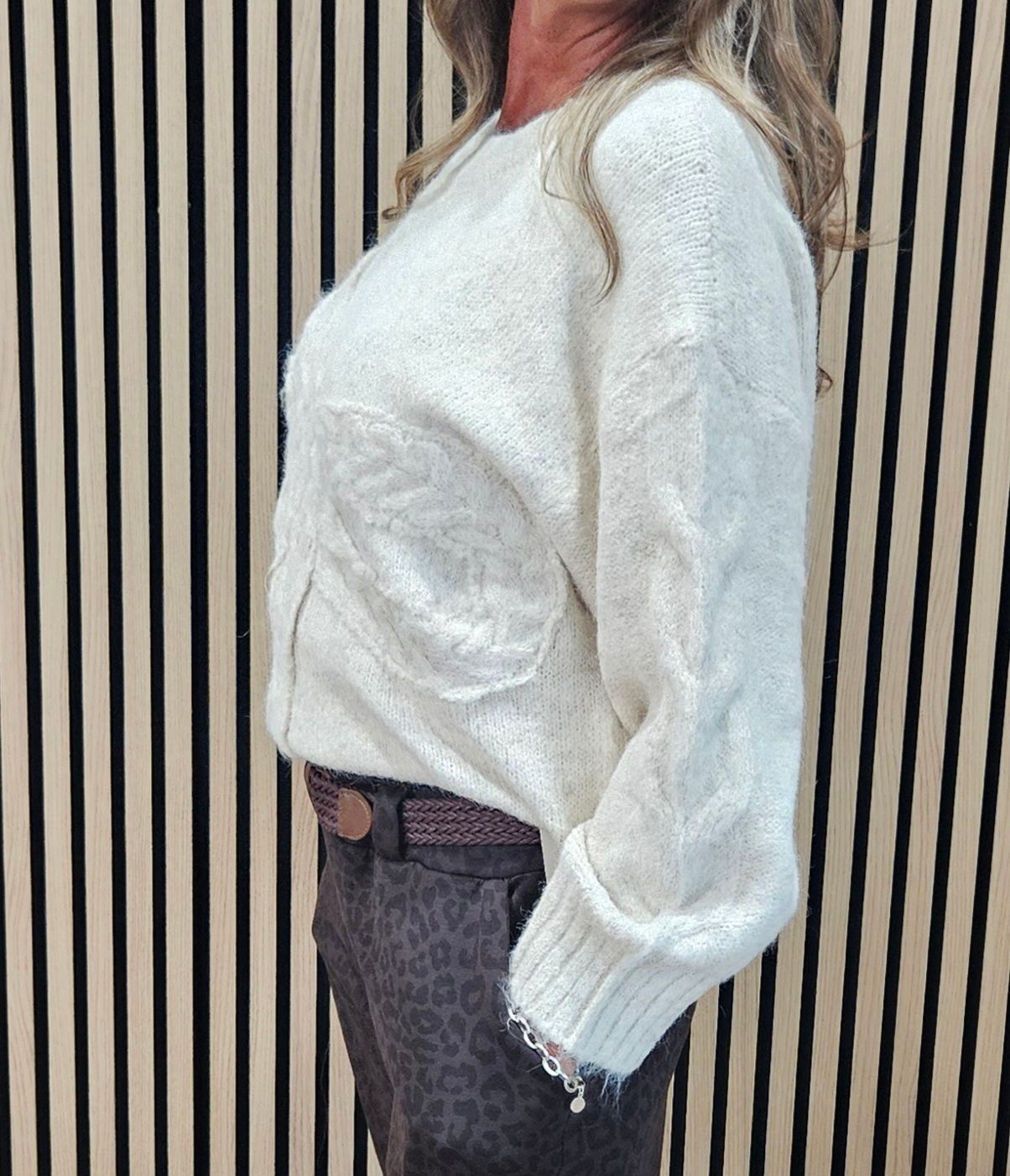 Cable Bow Detail Jumper – Cream