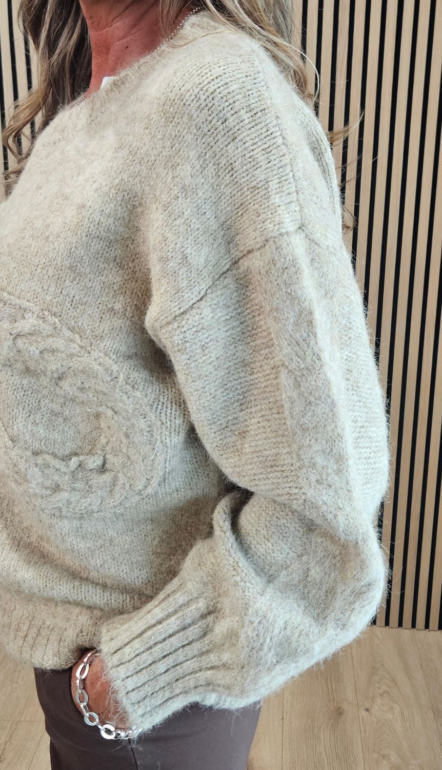 Cable Bow Detail Jumper – Oatmeal