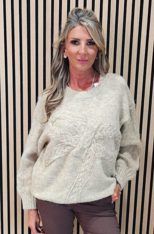 Cable Bow Detail Jumper – Oatmeal