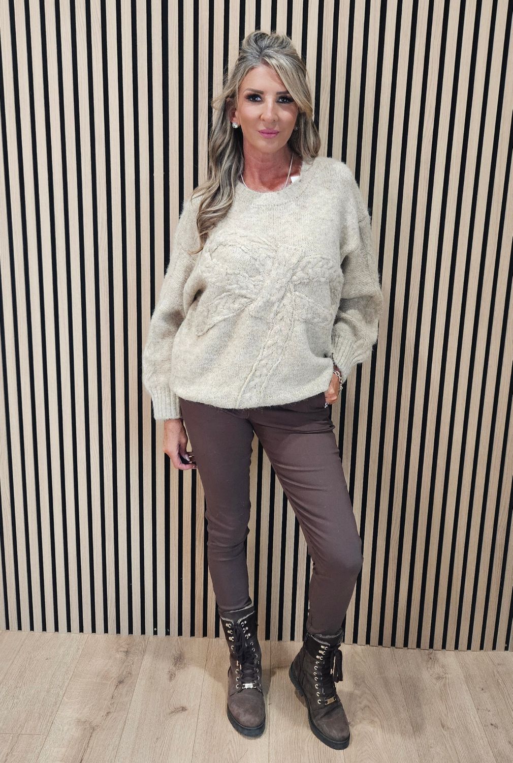 Cable Bow Detail Jumper – Oatmeal