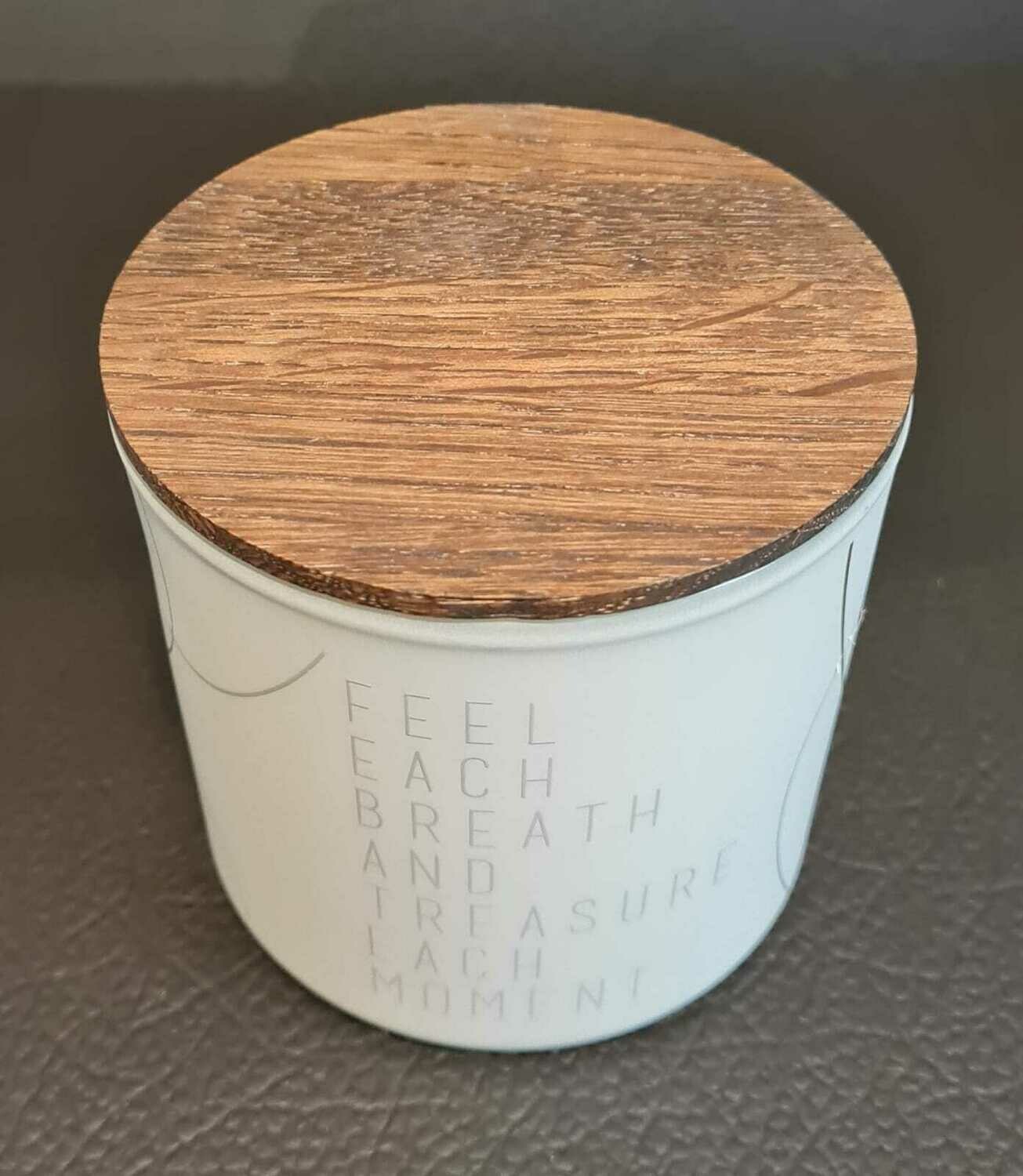 Duftkerze "Feel each breath", klein, grau - räder-Design