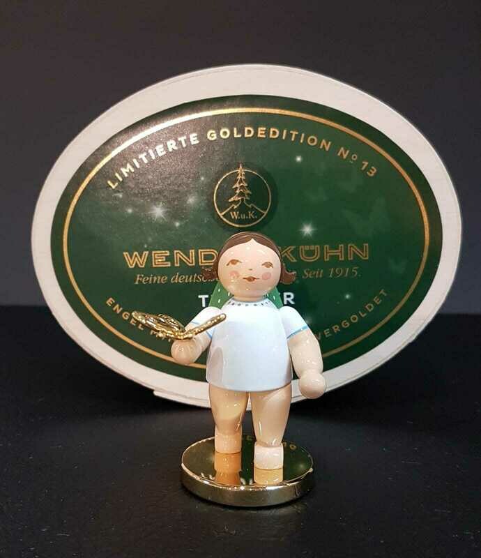 vergoldeter Träumer-Engel mit Schmetterling - streng limitiert