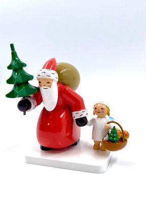 WEIHNACHTSMANN MIT BAUM UND ENGEL