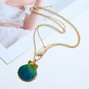 Blue Scallop Layered Necklace