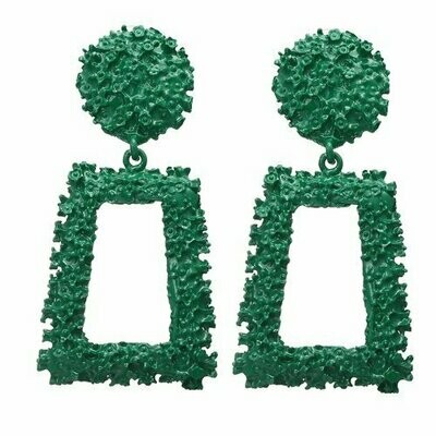 Textured Green Trapezoid Earrings