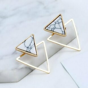 Marble Effect Ear Jacket Stud Earrings