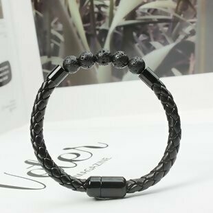 Natural Lava Rock Magnetic Clasp Bracelet
