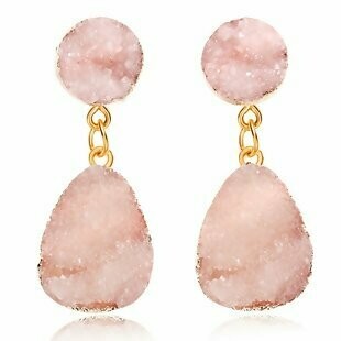 Light Pink Druzy Earrings