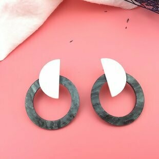 Gray half circle resin earrings