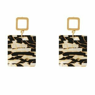 Square marble earrings