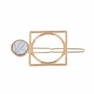 White Marble Effect Round Hair clip