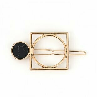 Black square  marbled hair clip