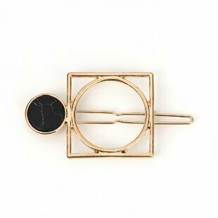 Black square marbled hair clip