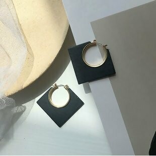 Black Square hoop earrings