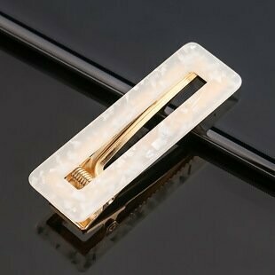 White Geometric Marble Effect Hair clip