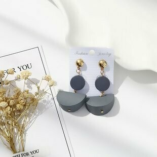 Gray Half  Wood Earrings