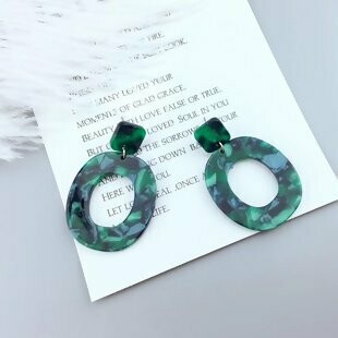 Acetic  Resin Green Earrings