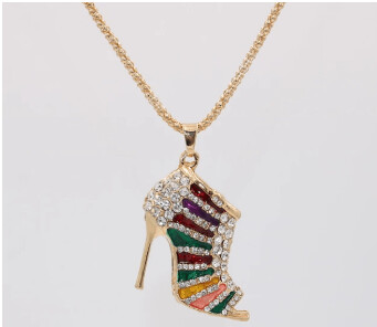 Multi coloured High Heel  shoe pendant necklace
