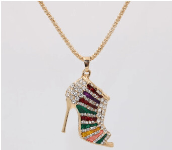 Multi coloured High Heel shoe pendant necklace
