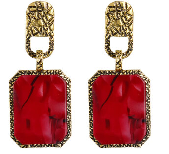 Red Classic Marbled Earrings