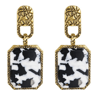 White/Black Marbled Classic Earrings