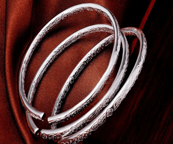 Sterling Silver Embossed Cuff Bangle