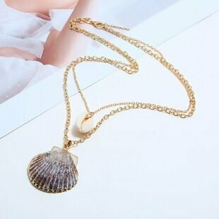 Multilayered Gray Scallop Necklace