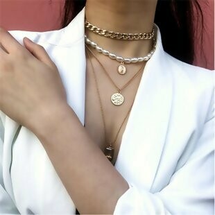 Multi layered White Pearl Necklace