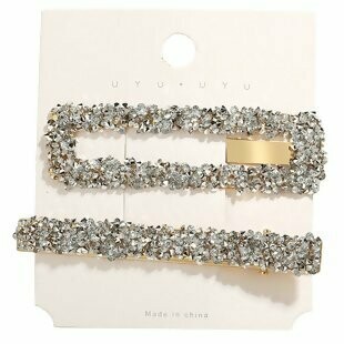 Silver 2 Pc Rhinestones Hair clips