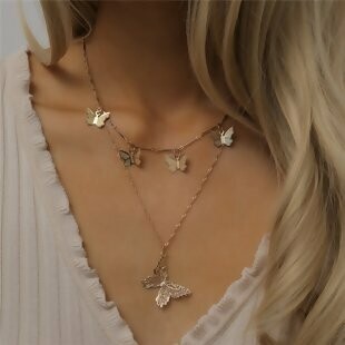 Multi layer Butterfly Necklace