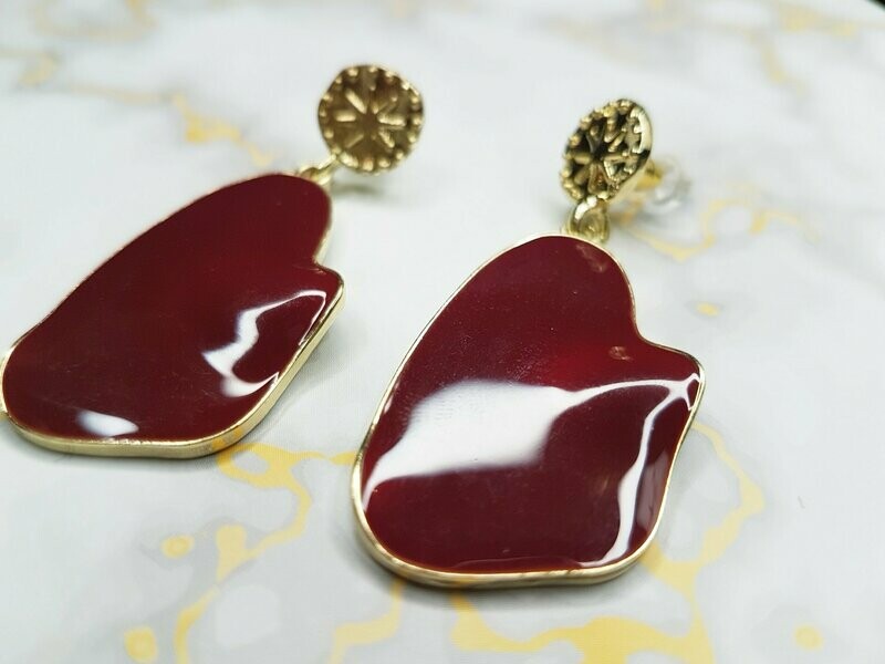 Red Geometric Earrings
