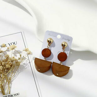 Brown Half  Round Earrings