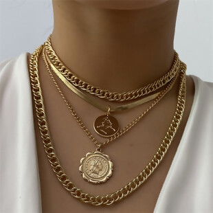 Gold Portrait Layered Necklace