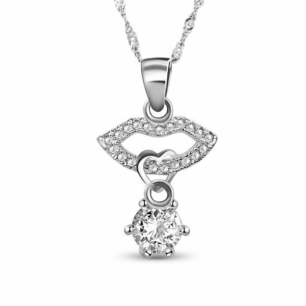 Lips Sterling Silver Pendant Necklace
