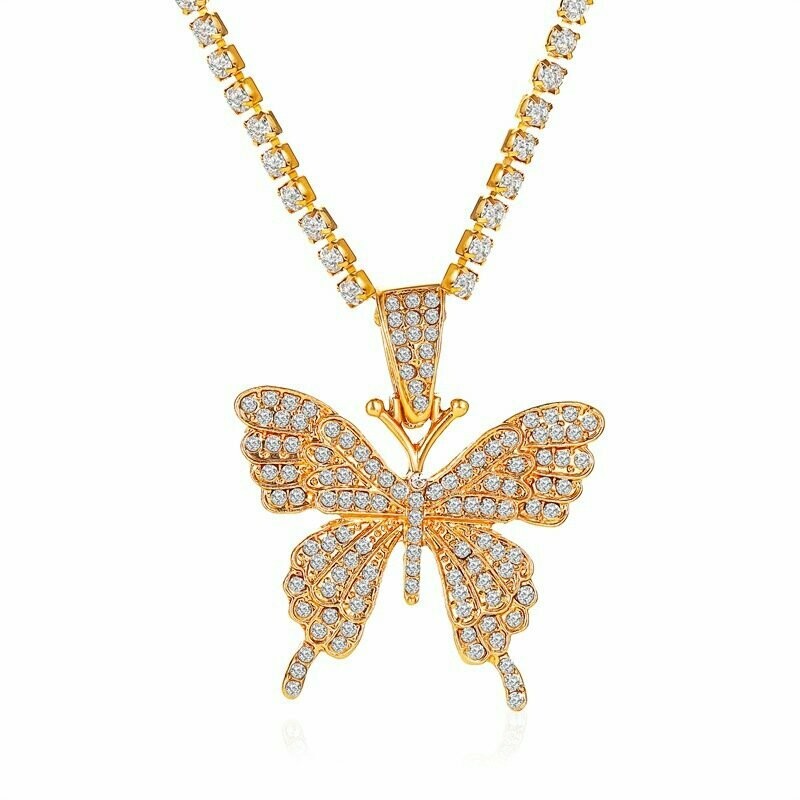 Gold Butterfly  Drop Necklace
