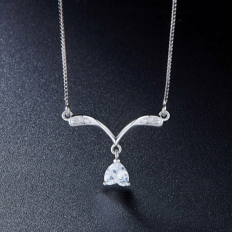 Sterling Silver Chevron Heart Pendant Necklace