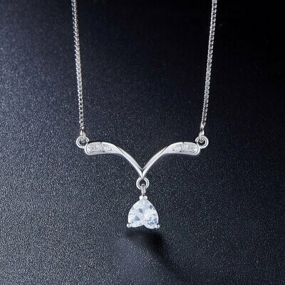Sterling Silver Chevron Heart Pendant Necklace