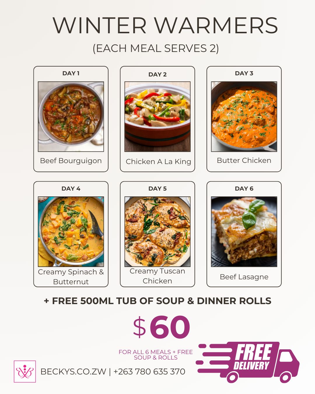 Winter Warmers, Size: Each meal serves 2