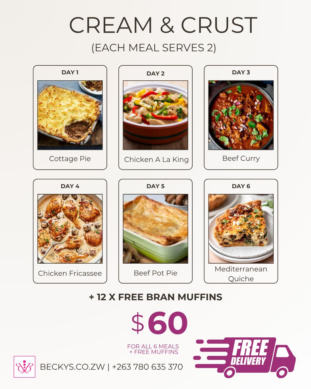 Cream & Crust Combo, Size: Each meal serves 2