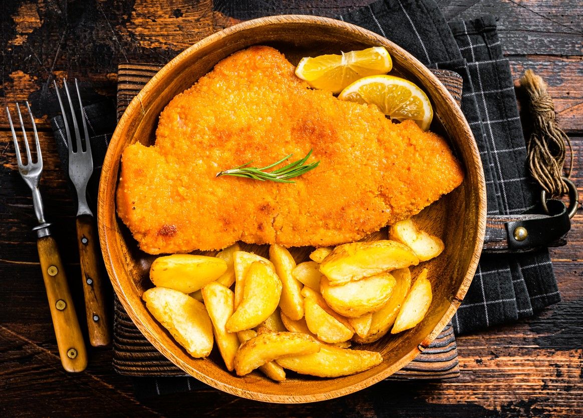 Chicken Schnitzel &amp; Wedges for 2