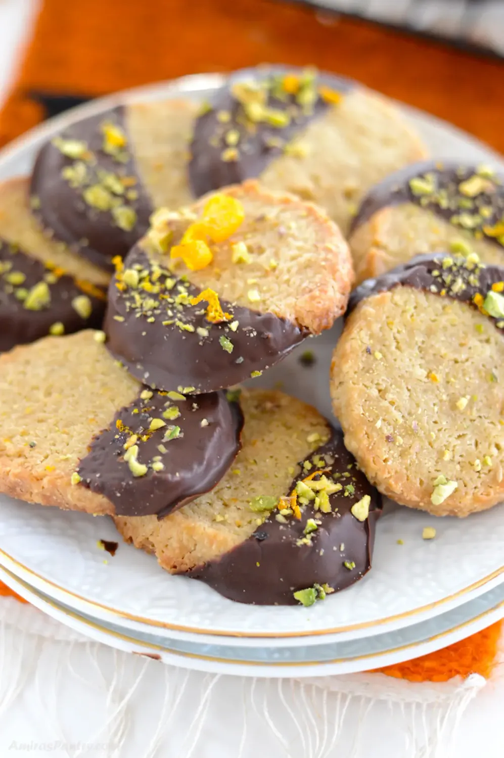 Chocolate Dipped Orange Biscuits (10 in a pack)