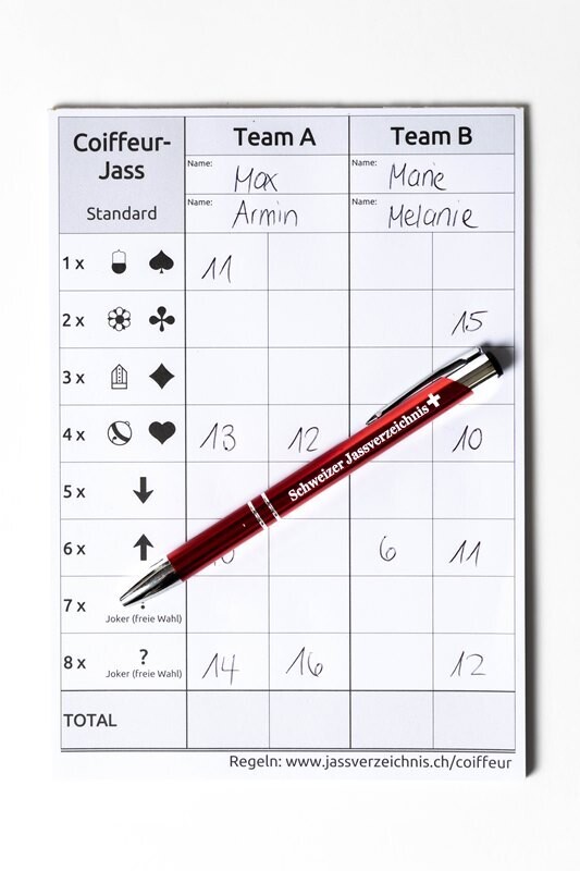 Feuille de score pour Jass Coiffeur