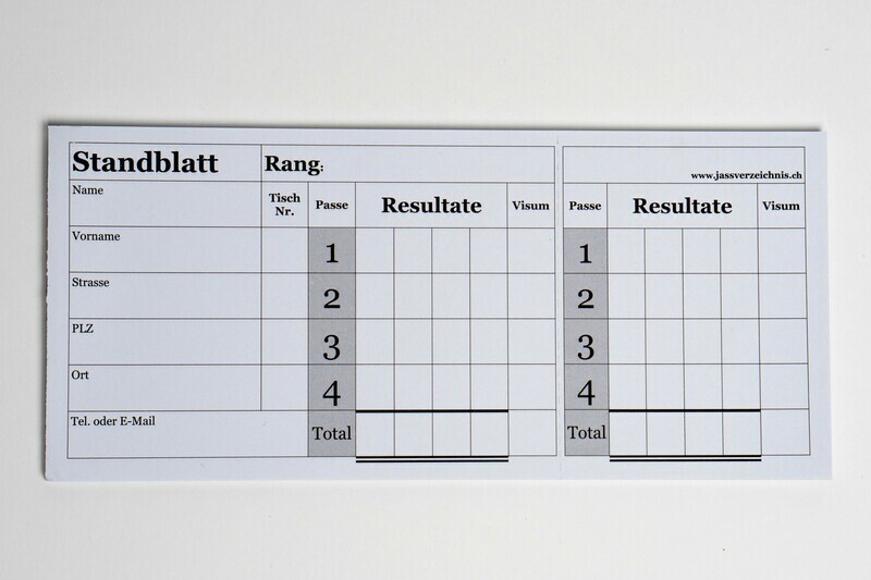 Block Standblatt Jassturnier (40 Blätter)